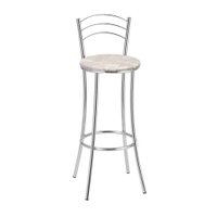 Kit 2 Banquetas Cromadas BC26-A de Metal e Assento Espuma D15 Treparoni - Bege com Cinza