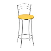 Kit 2 Banquetas Cromadas BC26B de Metal e Assento Espuma D15 Treparoni - Amarelo