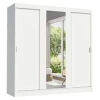 Guarda-Roupa Casal Madesa Reno 3 Portas de Correr com Espelho - Branco