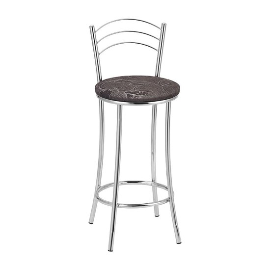 Kit 2 Banquetas Cromadas BC26B de Metal e Assento Espuma D15 Treparoni - Marrom