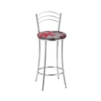 Kit 2 Banquetas Cromadas BC26B de Metal e Assento Espuma D15 Treparoni - Vermelho e Cinza