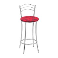 Kit 2 Banquetas Cromadas BC26B de Metal e Assento Espuma D15 Treparoni - Vermelho