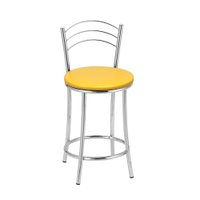 Kit 2 Banquetas Cromadas BC26C de Metal e Assento Espuma D15 Treparoni - Amarelo