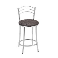 Kit 2 Banquetas Cromadas BC26C de Metal e Assento Espuma D15 Treparoni - Marrom