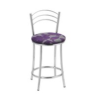 Kit 2 Banquetas Cromadas BC26C de Metal e Assento Espuma D15 Treparoni - Roxo e Cinza