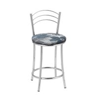 Kit 2 Banquetas Cromadas BC26C de Metal e Assento Espuma D15 Treparoni - Cinza e Azul