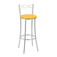 Kit 2 Banquetas Cromadas BC51A de Metal e Assento Espuma D15 Treparoni - Amarelo