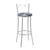 Kit 2 Banquetas Cromadas BC51A de Metal e Assento Espuma D15 Treparoni - Azul e Cinza