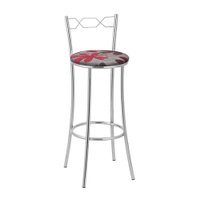 Kit 2 Banquetas Cromadas BC51A de Metal e Assento Espuma D15 Treparoni - Vermelho e Cinza