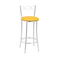 Kit 2 Banquetas Cromadas BC51B de Metal e Assento Espuma D15 Treparoni - Amarelo
