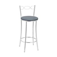 Kit 2 Banquetas Cromadas BC51B de Metal e Assento Espuma D15 Treparoni - Cinza