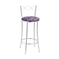 Kit 2 Banquetas Cromadas BC51B de Metal e Assento Espuma D15 Treparoni - Roxo e Cinza