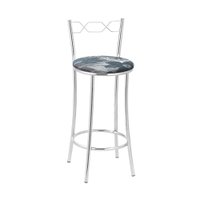 Kit 2 Banquetas Cromadas BC51B de Metal e Assento Espuma D15 Treparoni - Azul e Cinza