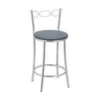 Kit 2 Banquetas Cromadas BC51C de Metal e Assento Espuma D15 Treparoni - Cinza