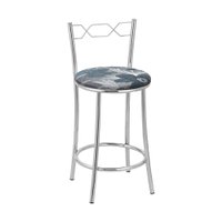 Kit 2 Banquetas Cromadas BC51C de Metal e Assento Espuma D15 Treparoni - Azul e Cinza