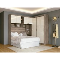 Guarda Roupa Santos Andirá Paris de Casal 6 Portas 5 Gavetas Compacto de Canto - Castanho/Off White