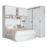 Guarda Roupa Santos Andirá Paris de Casal 6 Portas 5 Gavetas Compacto de Canto - Branco