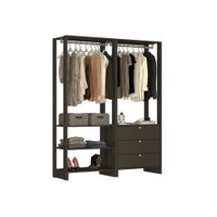 Closet Yes Com 2 Cabideiros 3 Gavetas 4 Prateleiras Nova Mobile - Grafite Intenso