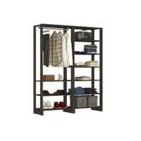 Closet Yes Com Cabideiro e 9 Prateleiras Nova Mobile - Grafite Intenso
