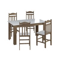 Conjunto Mesa de Jantar Elegante 4 Cadeiras Assento Estofado Móveis Canção - Ameixa Negra/ Branco