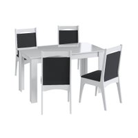 Conjunto Mesa de Jantar Moderna 4 Cadeiras Cje11400 Móveis Canção - Branco com Preto