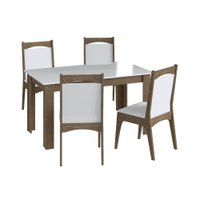 Conjunto Mesa de Jantar Moderna 4 Cadeiras Cje11400 Móveis Canção - Ameixa Negra/ Branco