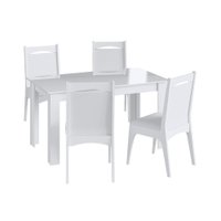 Conjunto Mesa de Jantar Moderna 4 Cadeiras Cje11400 Móveis Canção - Branco