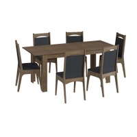 Conjunto Mesa Elástica 6 Cadeiras Com Estofado CJE10305 Móveis Canção - Ameixa Negra / Preto