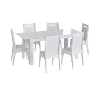 Conjunto Mesa Elástica 6 Cadeiras Com Estofado CJE10305 Móveis Canção - Branco
