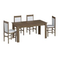 Conjunto Mesa Elástica 6 Cadeiras Com Estofado Móveis Canção - Ameixa Negra/ Branco