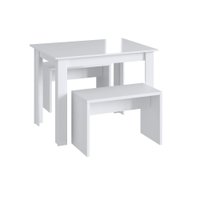 Conjunto Mesa Fixa 2 Bancos de 2 Lugares Móveis Canção - Branco