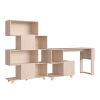 Conjunto Para Escritório Mesa Escrivaninha e Estante Aurora Be Mobiliário - Branco TX