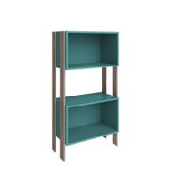 Estante para Livros com 2 Nichos Retrô Movelbento - Rústico / Turuesa