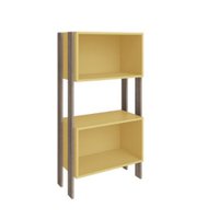 Estante para Livros com 2 Nichos Retrô Movelbento - Rústico / Amarelo