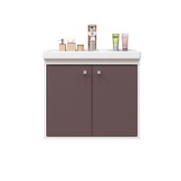 Gabinete para Banheiro Aster 51cm com Cuba Cerocha - Branco com Gianduia
