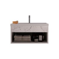 Gabinete para Banheiro Beta 63cm com Cuba Cerocha - Branco/ Marmorizado Branco