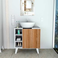 Gabinete Para Banheiro Slim com 1 Porta e 8 Prateleiras Appunto - Branco e Castanho