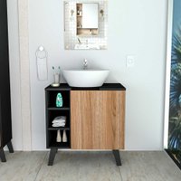 Gabinete Para Banheiro Slim com 1 Porta e 8 Prateleiras Appunto - Preto e Castanho