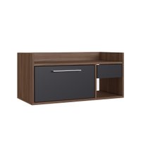 Gabinete para Banheiro Suspenso 75cm sem Cuba Estilare Móveis GAB1010 - Preto com Madeirado