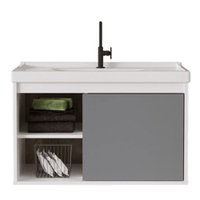 Gabinete Para Banheiro Zeta 63cm com Cuba Cerocha - Branco com Gianduia