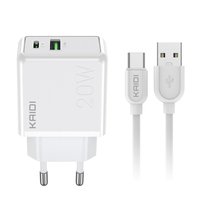 Carregador KAIDI 3.0 Turbo Power Cabo Tipo C KD-670C USB-C