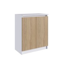Armário Baixo Linha Home Office 2 Portas Em Mdp 15mm M. Com - Branco com Macadamia