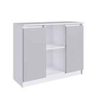 Armário Credencia 2 Portas Linha Home Office Mdp M. Com - Branco com Cinza