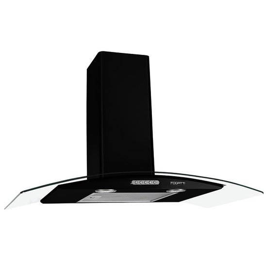 Coifa de Parede 90cm Vidro Curvo Duto Slim Fogatti - Preto