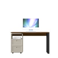 Escrivaninha 2 Gavetas Design 1.4 Pé em MDF Linea Brasil - Freijo com Off White