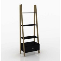 Estante Escada Retrô com Gaveta RT 3091 Movelbento - Preto/Rústico