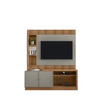 Estante Home para TV até 55 Polegadas Dourados Linea Brasil - Amendoa com Titanio