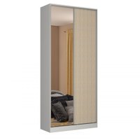 Guarda Roupa Closet Moon 2 Portas Com 1 Espelho Nova Mobile - Branco e Noce