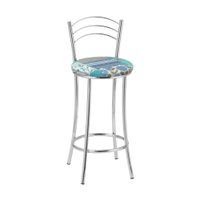 Kit 2 Banquetas Cromadas BC26B de Metal e Assento Espuma D15 Treparoni - Azul - Azul