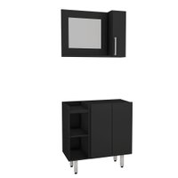 Kit Gabinete para Banheiro 75cm com Espelheira e sem Cuba Estilare Móveis - CNJ1038 - Preto